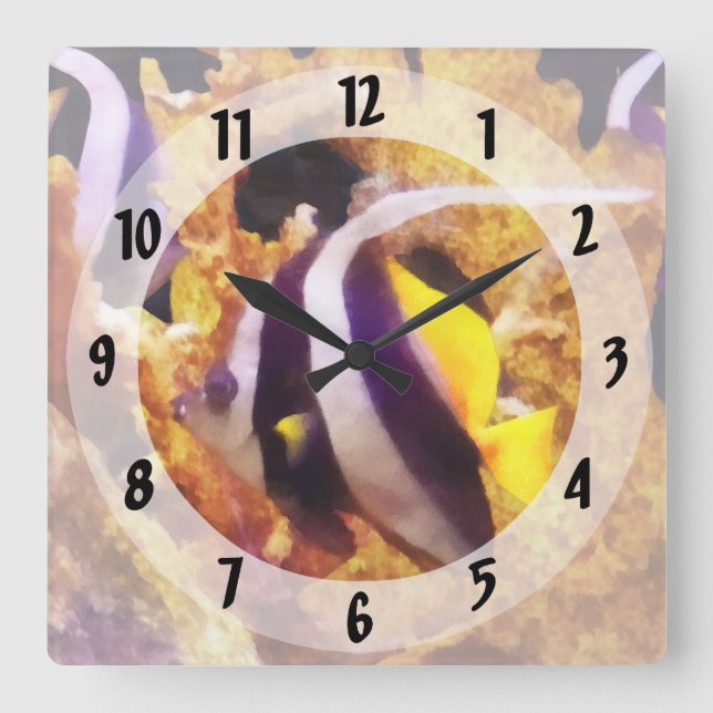 Engelfisch Quadratische Wanduhr (Vorderseite)