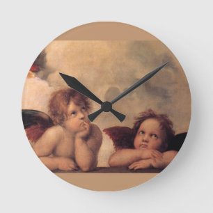 Engelglaube Raphael Vintages altes Gemälde Segen Runde Wanduhr