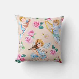 Engelhaftes Florales: Vintage-Cupid-Muster Kissen