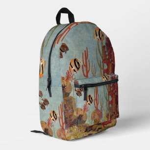 Engelhai in Korallen, Vintage Tropenfische im Ozea Bedruckter Rucksack
