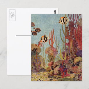 Engelhai in Korallen, Vintage-Tropenfische im Ozea Postkarte