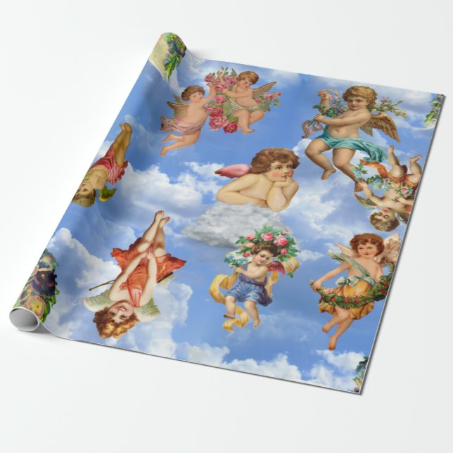 Engelkirschwolken himmlisch viktorianisch geschenkpapier (Ungerollt)
