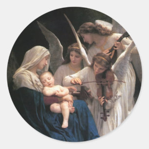 Engellied (1881) von Bouguereau Runder Aufkleber