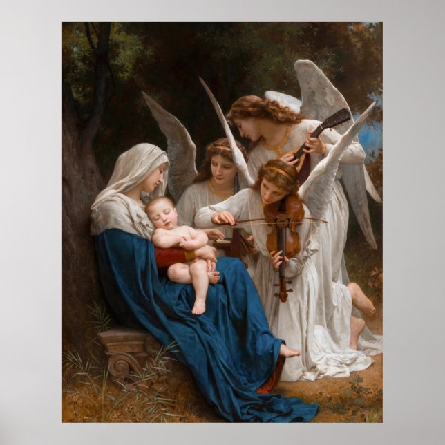 Engellied von William-Adolphe Bouguereau B Poster (Vorne)