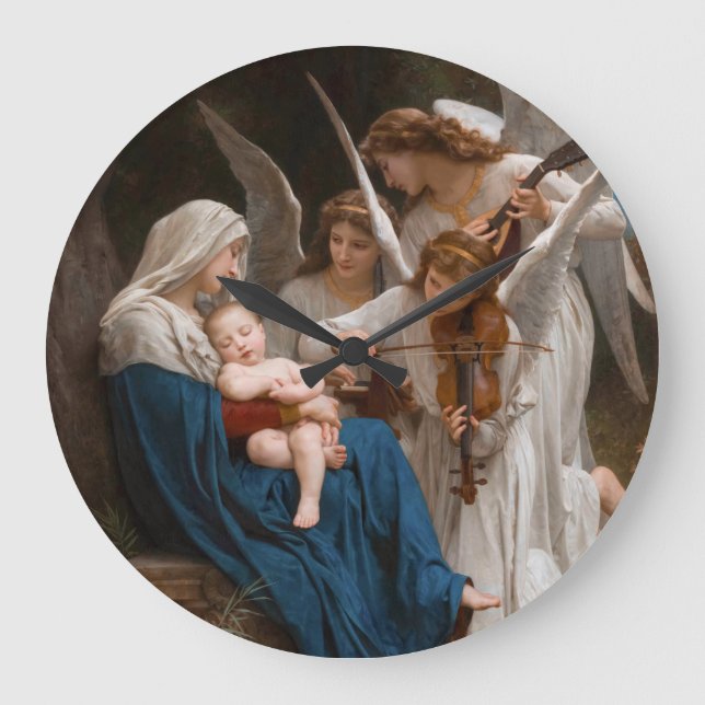 Engellied von William-Adolphe Bouguereau Große Wanduhr (Vorderseite)