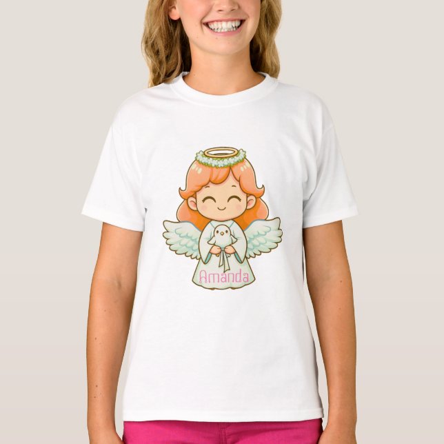 Engelmädchen und Vögel T-Shirt (Vorderseite)