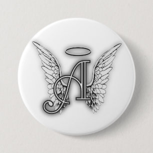 Engels-Alphabet ein Anfangsletzteres Wings Halo Button