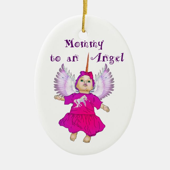 Engels-Baby-feenhaftes Einhorn wings winged Keramik Ornament (Vorne)