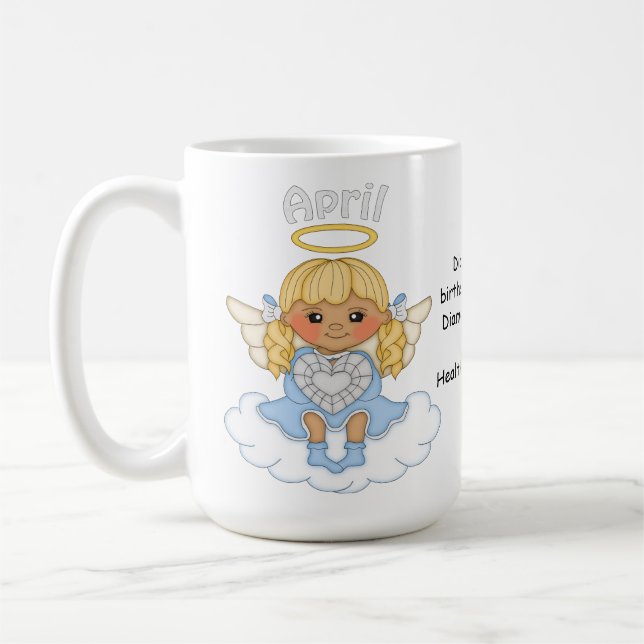 Engels-Blondine Aprils Birthstone Tasse (Links)