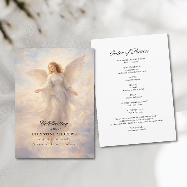 Engels-Feier des Lebens Bestattungsprogramm Programm (Angel Celebration of Life Funeral Program)