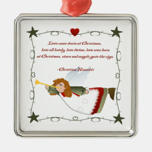 Engels-Gedicht-Weihnachtsverzierung Silbernes Ornament