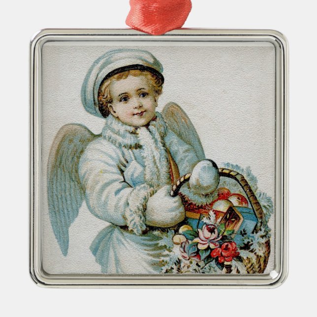 Engels-Jungen-Verzierung Silbernes Ornament (Vorne)