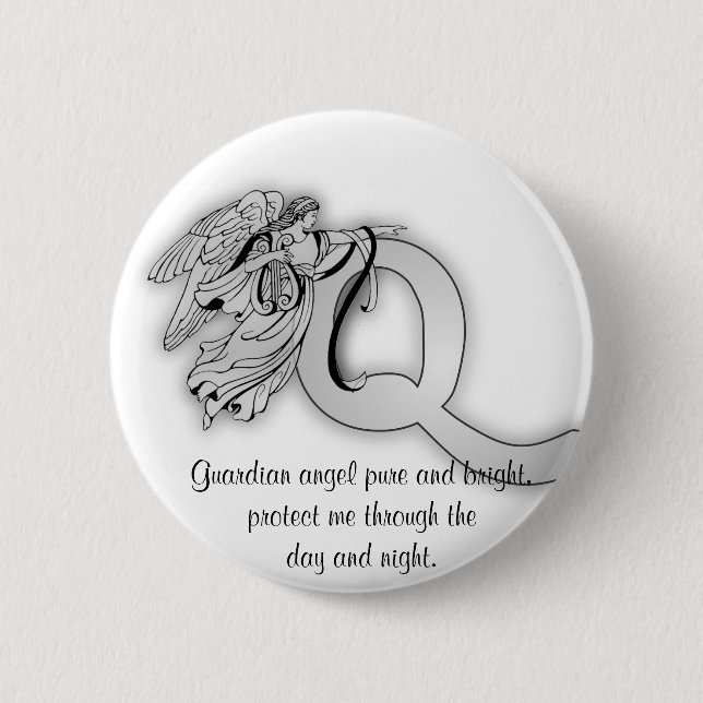 Engels-Monogrammalphabet des Buchstaben q Button (Vorderseite)