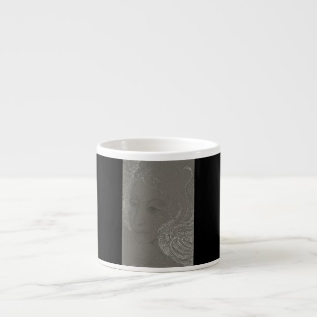 Engels-Porträt auf schwarzer Espresso-Tasse Espressotasse (Vorderseite)