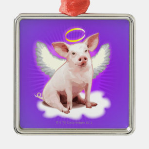 Engels-Schwein Silbernes Ornament
