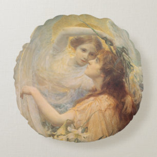 Engelsbotschaft von George Swinstead, Vintage-Kuns Rundes Kissen