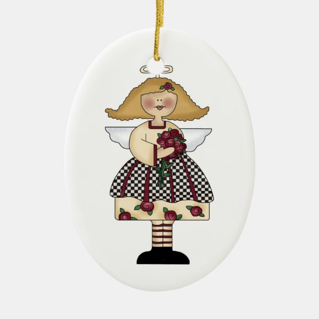 Engelschmuck der Rose Keramikornament (Vorne)