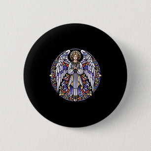 Engelsdarstellung in Buntglas Christentum Kunst Po Button