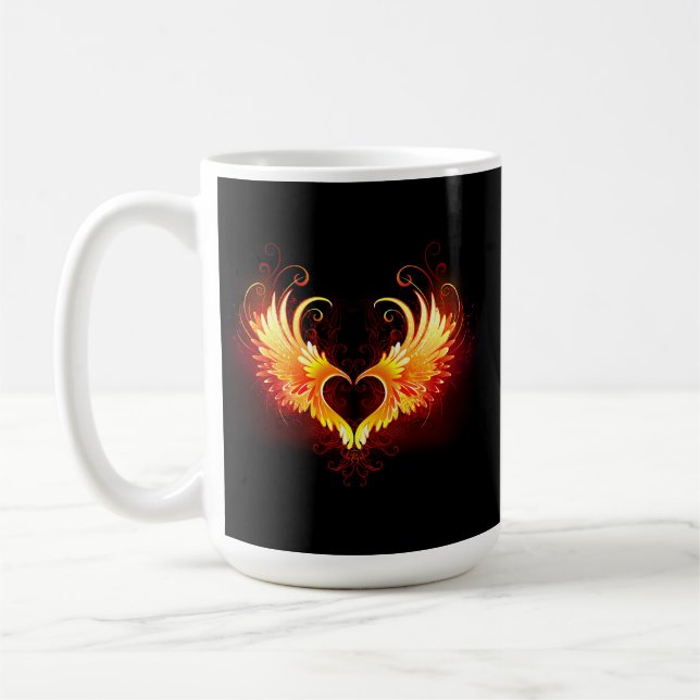 Engelsfeuerherz mit Flügeln Kaffeetasse (Links)