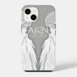 ENGELSFLÜGEL Monogramm Elegant Grau iPhone 14 Hülle