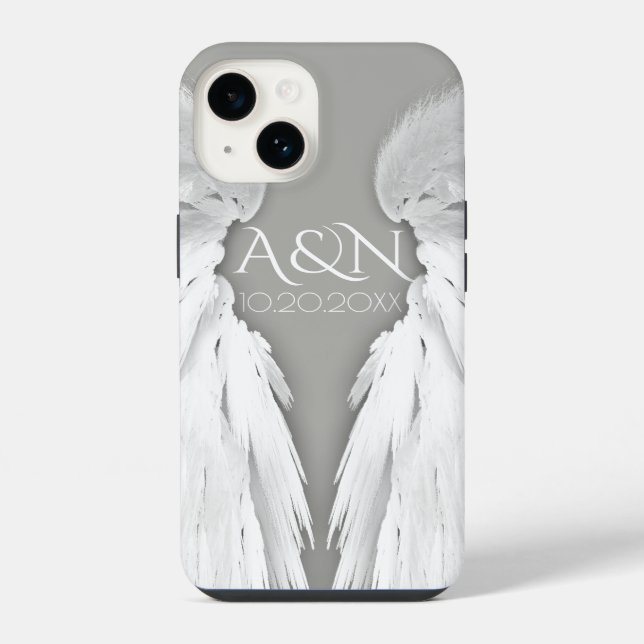 ENGELSFLÜGEL Monogramm Elegant Grau iPhone Hülle (Rückseite)