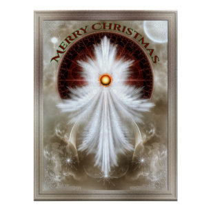 Engelsflügel-Schneeflocke Frohe Weihnachten Poster