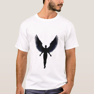 Engelsflügel Silhouette T-Shirt – Dunkler Minimali