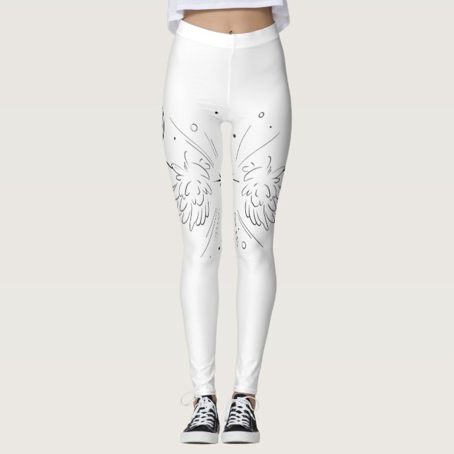 {Engelsflügel} weiße Leggings (Vorderseite)