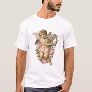 Engelsgleicher Vintage-Cherubim mit Gänseblümchen T-Shirt