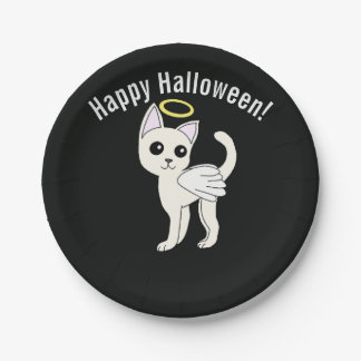 Engelskatze Halloween Frohes Halloween Pappteller