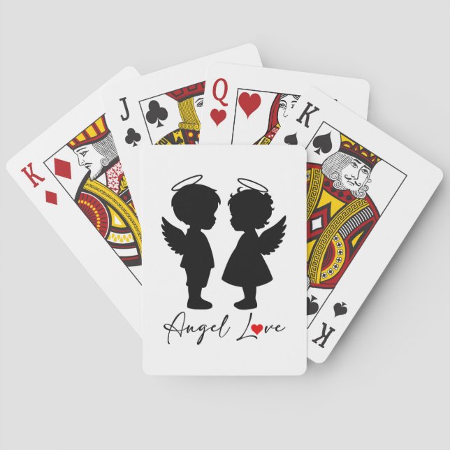 Engelsliebe – Süßes Engel-Paar-Design Spielkarten (Rückseite)