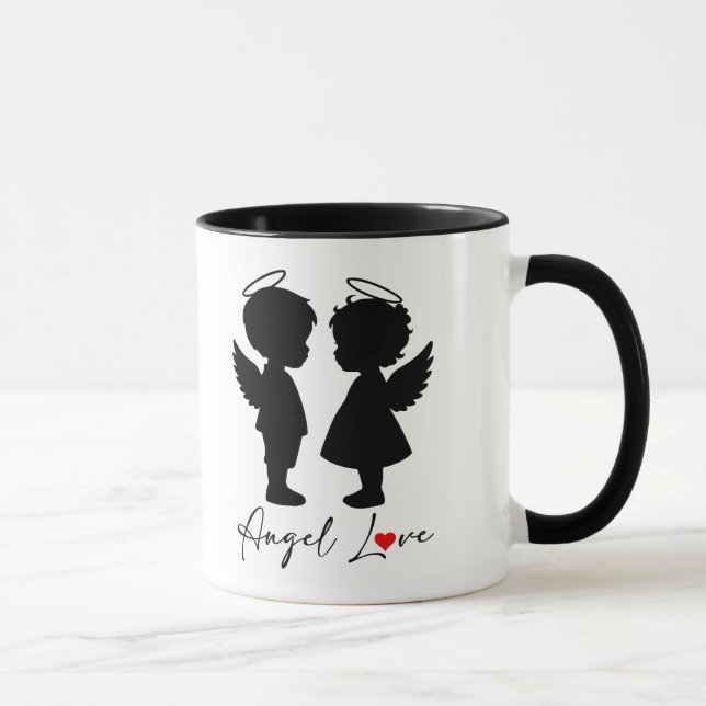 Engelsliebe – Süßes Engel-Paar-Design Tasse (Rechts)