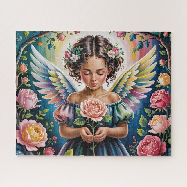 Engelsmädchen mit Blumen Puzzle (Horizontal)