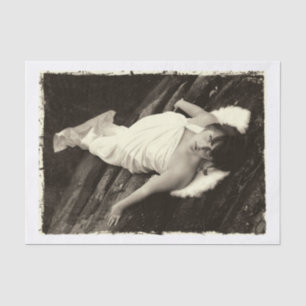Engelsmädchen Sepia-Ton schöne Vintage-Kunst Seidenpapier