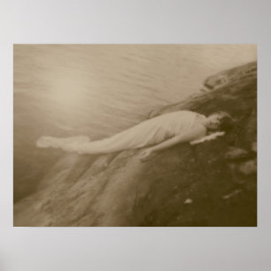 Engelsmädchen Vintage Sepia Antike Kunst Poster