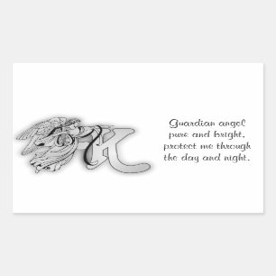 Engelsmonogramm-Alphabetinitiale des Buchstaben K Rechteckiger Aufkleber