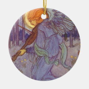 Engelsmusiker spielt eine Violine, Vintage-Musik Keramikornament