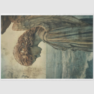 Engelstatue mit Patina-Decoupage Seidenpapier