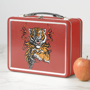 Enger Tiger in Flammenzungen Metall Brotdose
