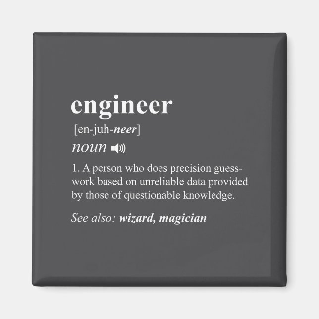 Engineer Definition Funny Engineering Mechanical C Magnet (Vorne)
