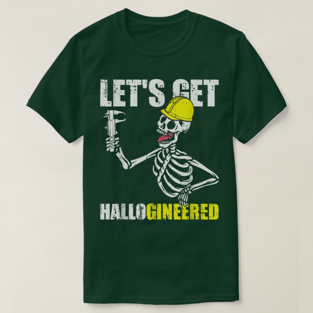Engineer Skeleton Engineering Costume Funny Hallow T-Shirt (Design vorne)
