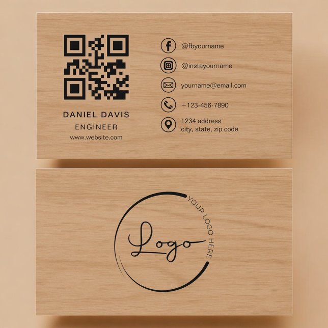Engineer Wood Professional QR Code Visitenkarte (Von Creator hochgeladen)