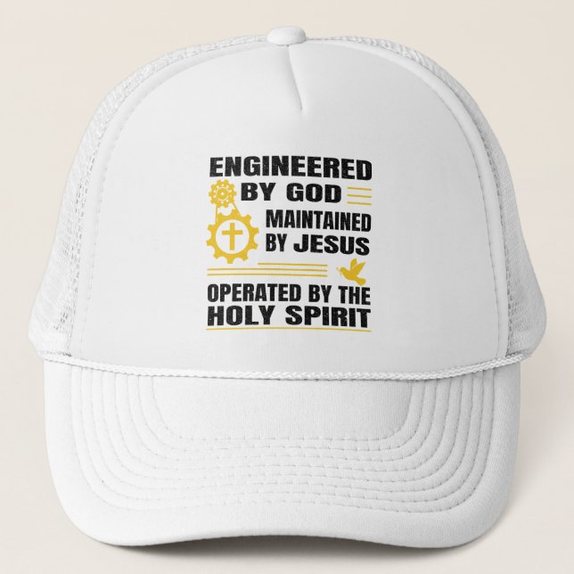 Engineered by God, Maintained by Jesus,  Truckerkappe (Vorderseite)