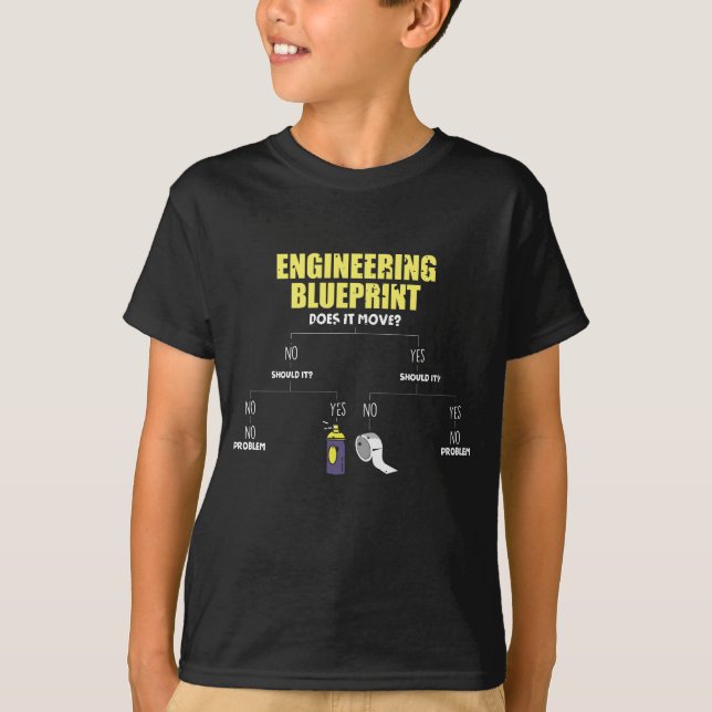 Engineering Blueprint Duct Tape Engineers T-Shirt (Vorderseite)