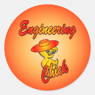 Engineering Chick #5 Runder Aufkleber