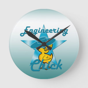 Engineering Chick #7 Runde Wanduhr