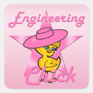 Engineering Chick #8 Quadratischer Aufkleber