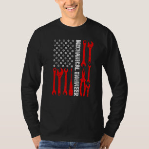 Engineering Gear Cog USA Flag Mechanischer Ingenie T-Shirt