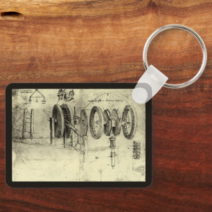 Engineering Sketch of a Wheel by Leonardo da Vinci Schlüsselanhänger