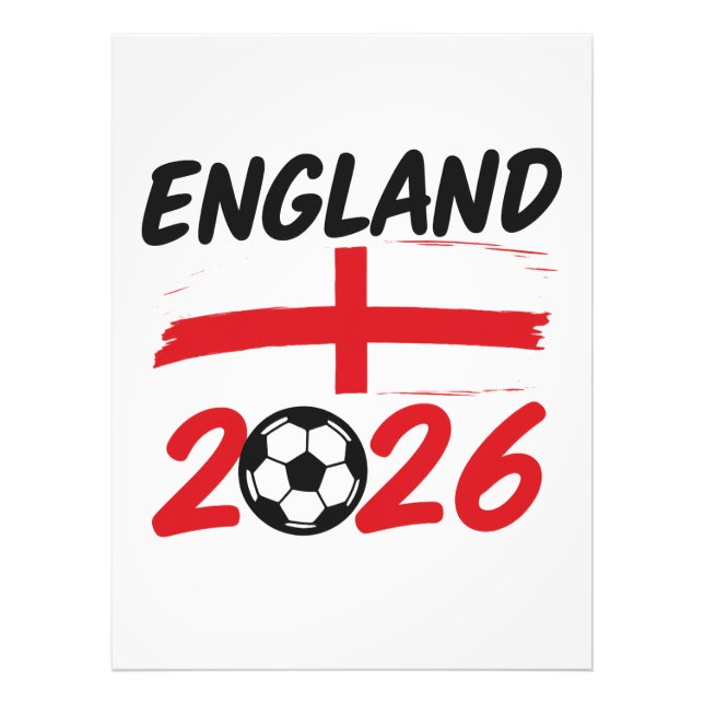 England 2026 Soccer Fan Design, Cross and Football Fotodruck (Vorne)